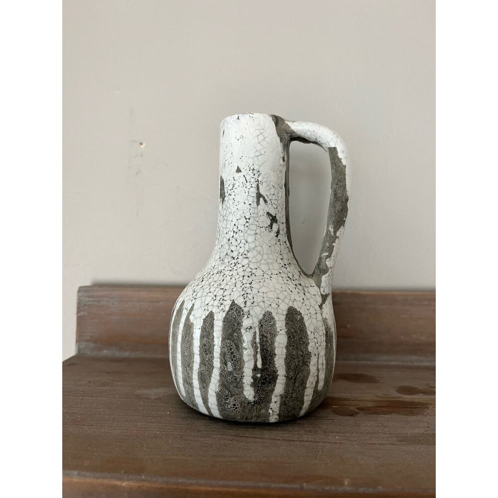 Mid century gray and white textured ceramic vase